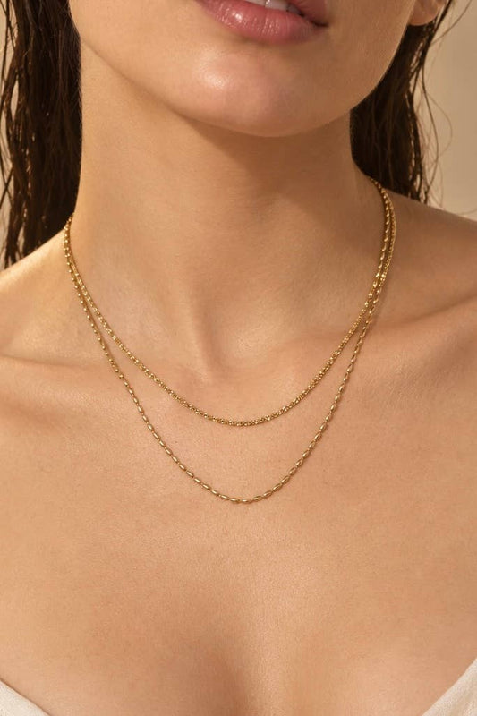 Collier double chaîne en acier inoxydable 224AQ386