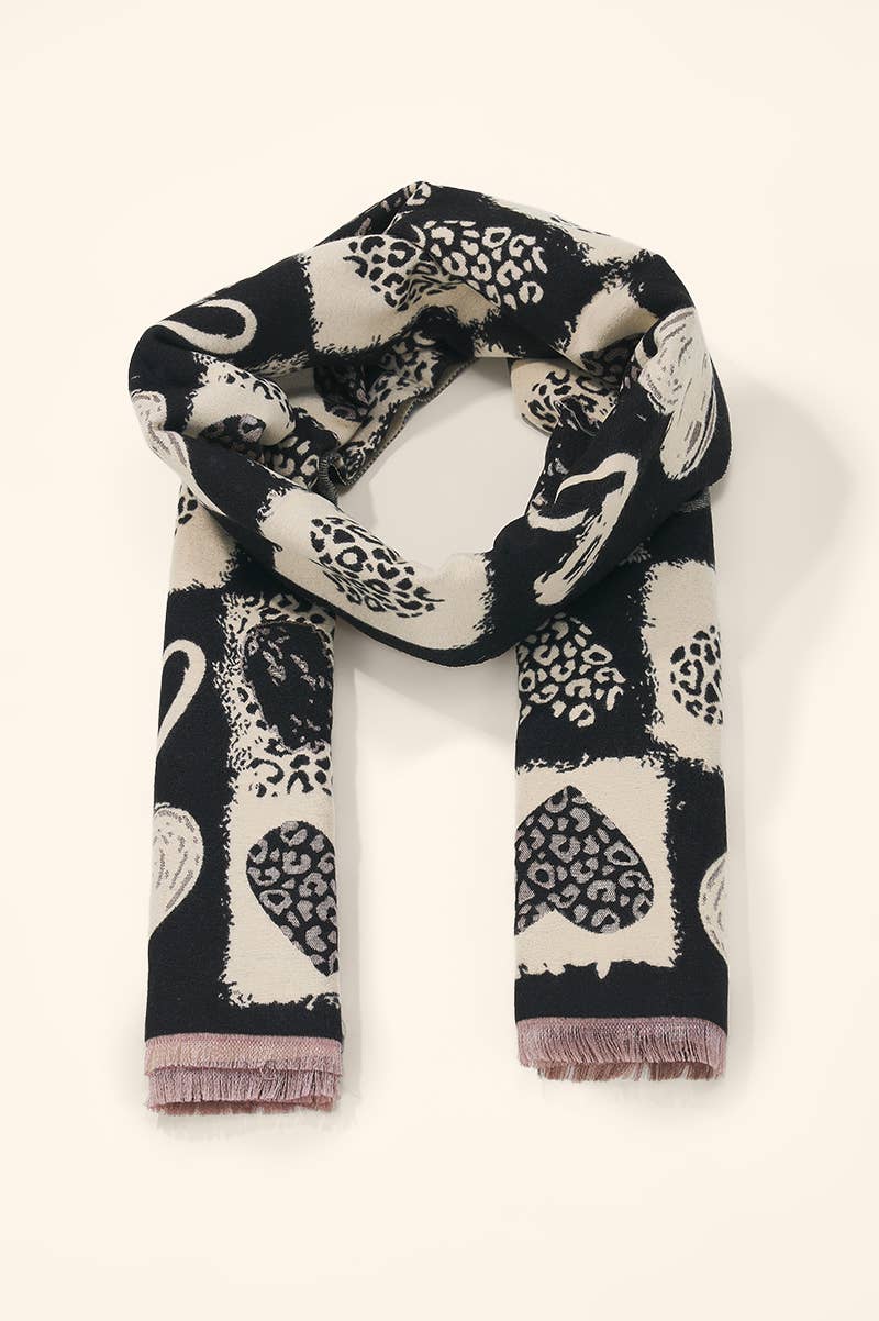 Leopard heart wool scarf FL615DF
