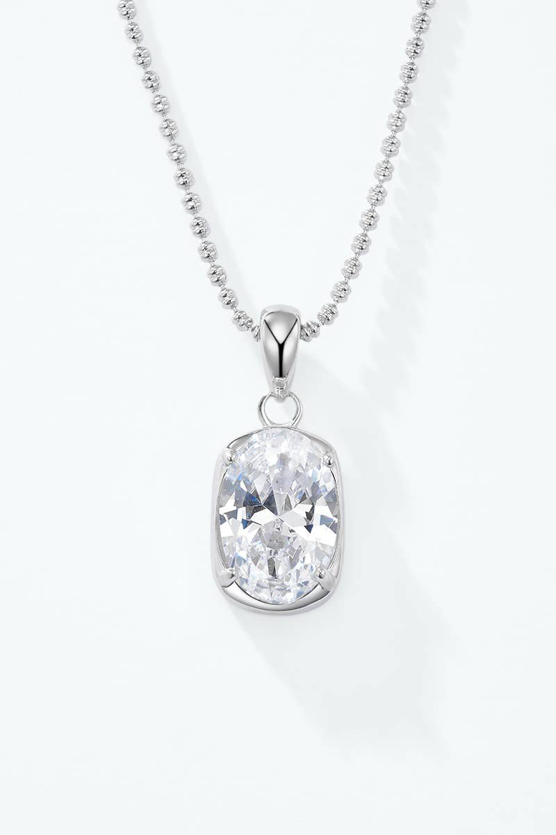 Collier pendentif zircon ovale en acier inoxydable 224AQ399