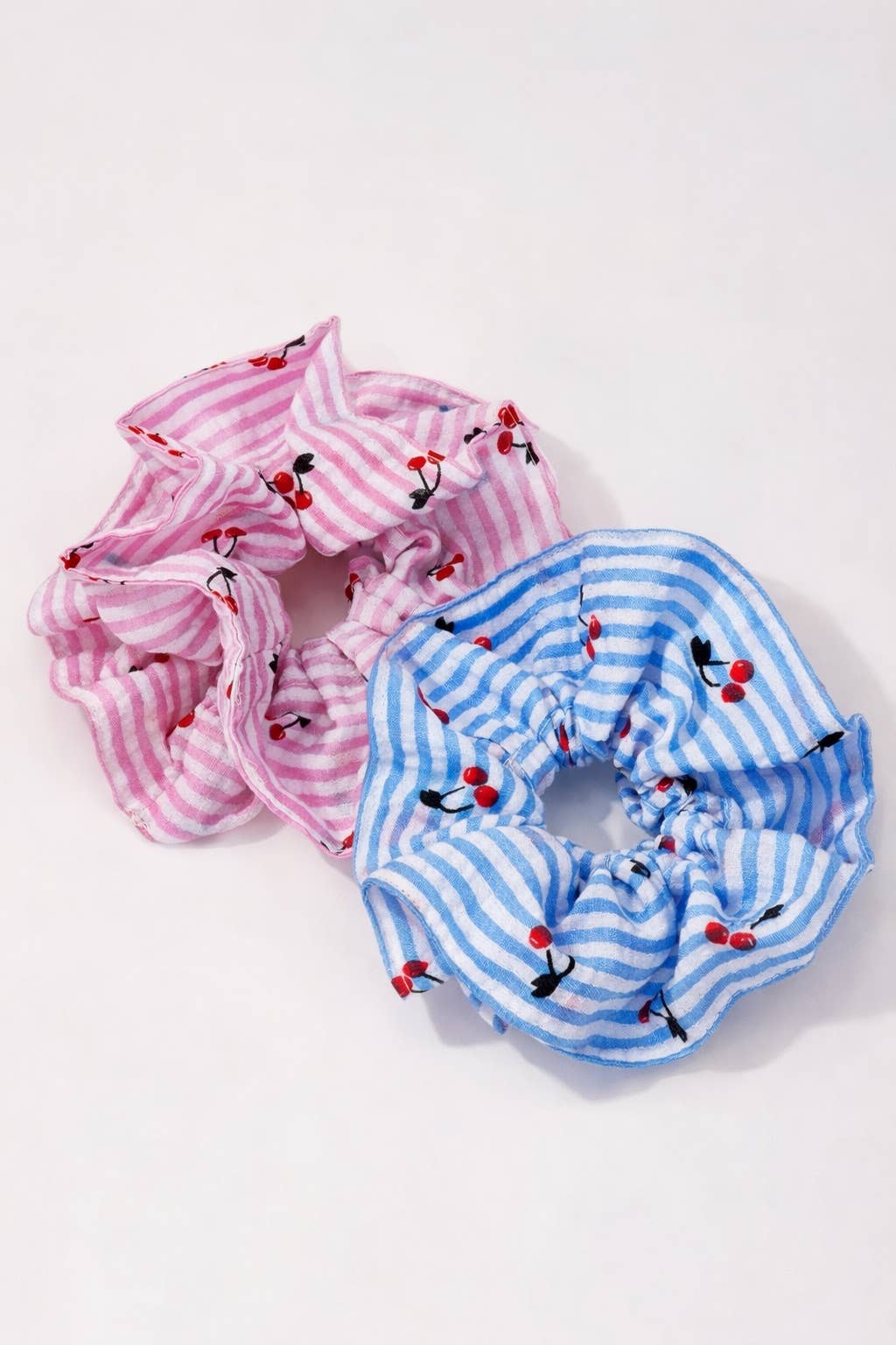 Cherry print striped scrunchie 12cm FQ208XQ