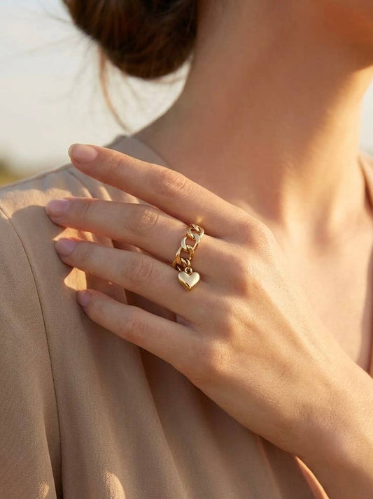 Bague à charm cœur en acier inoxydable 424RX252