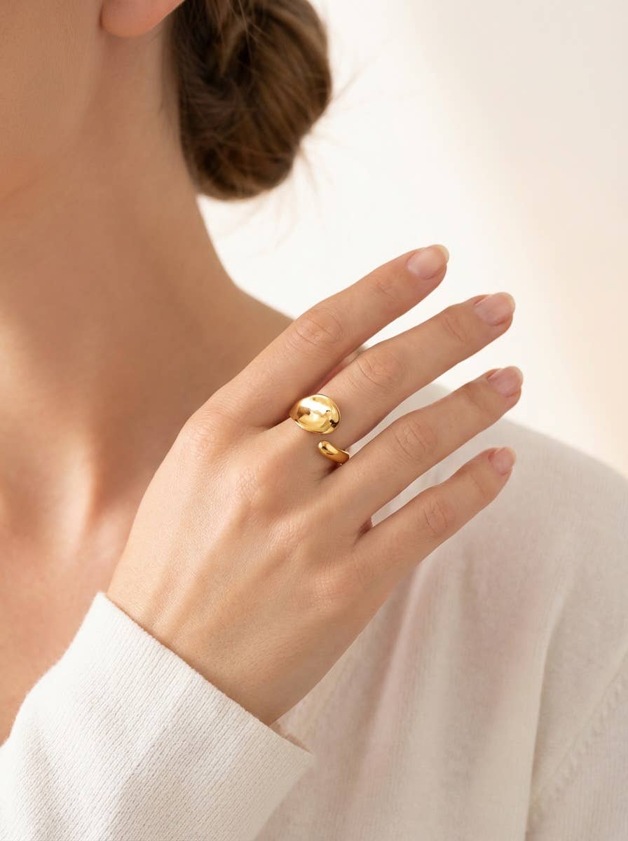 Bague ouverte asymétrique en acier inoxydable 424AQ08K