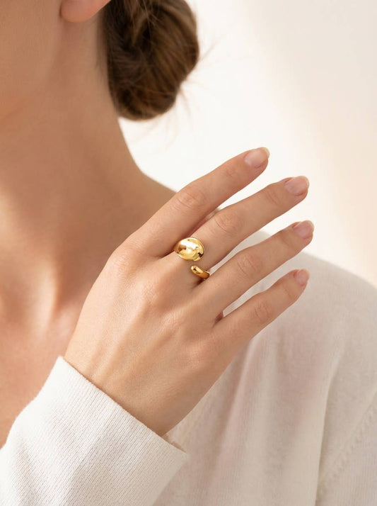 Bague ouverte asymétrique en acier inoxydable 424AQ08K