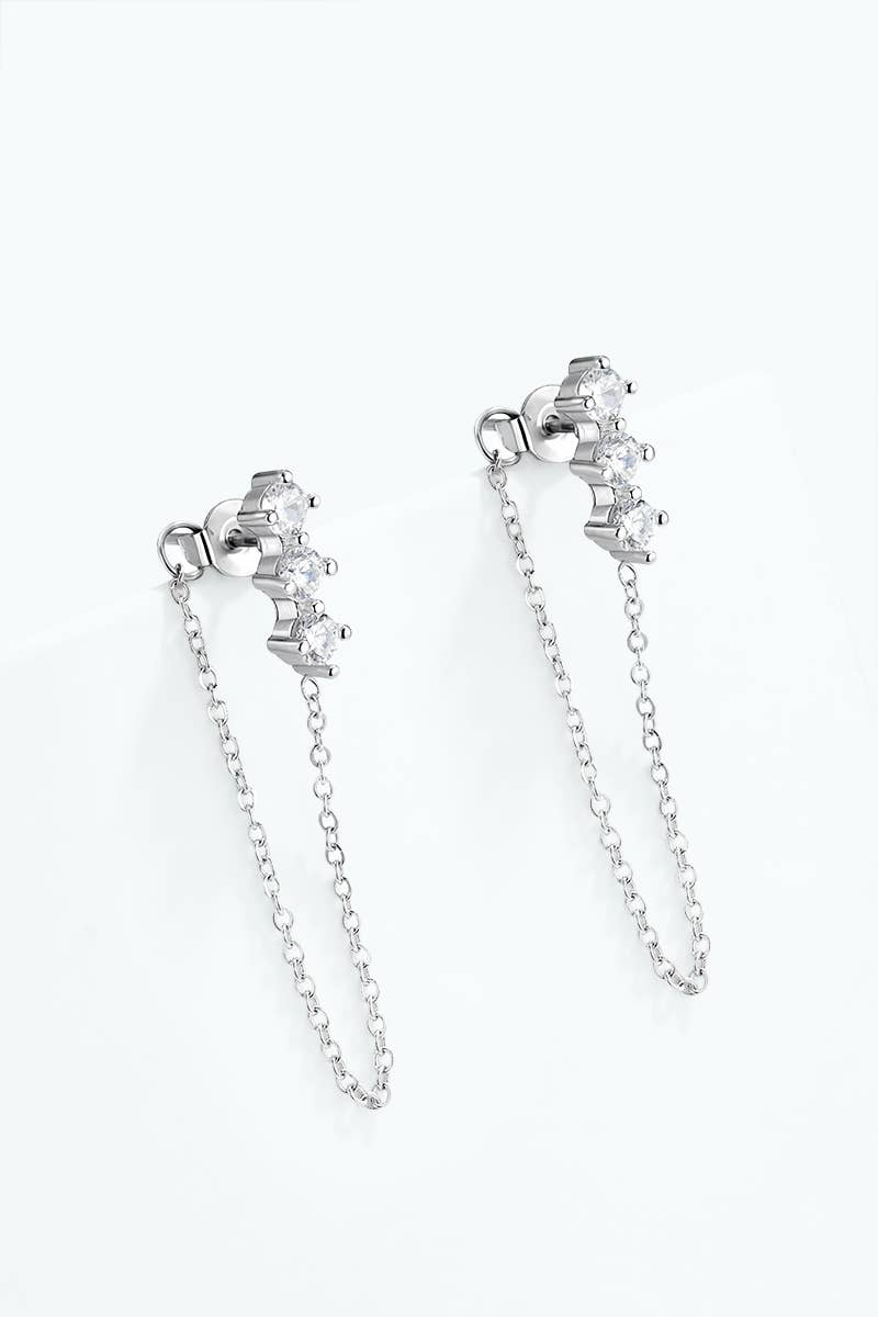 Boucles d’oreilles zircons alignés en acier 124AQ761