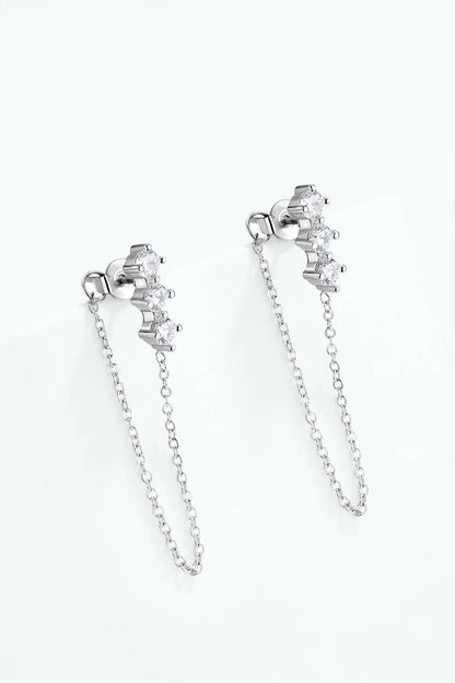 Boucles d’oreilles zircons alignés en acier 124AQ761
