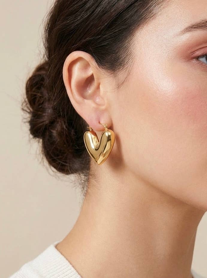Boucles d'oreilles créoles V en acier inoxydable 124AQ21N