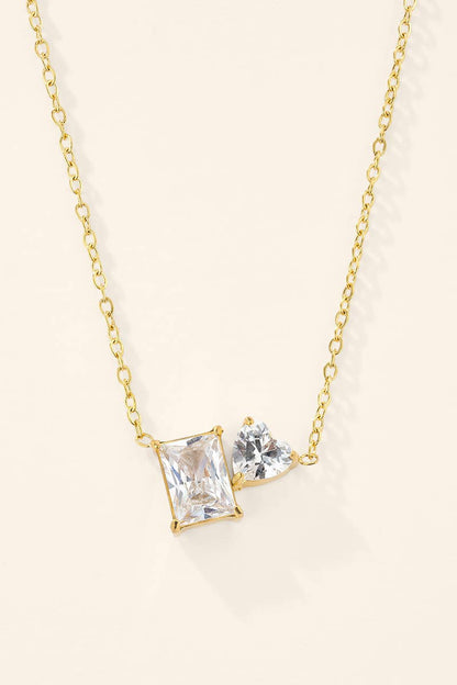 Collier Toi & Moi à zircons en acier inoxydable 224AQ395