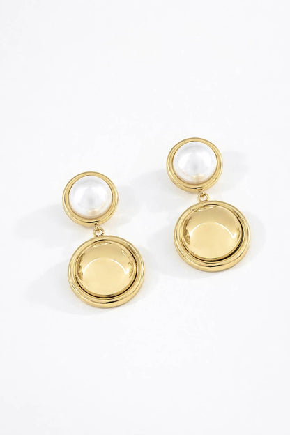 Boucles d’oreilles pendantes rondes perle en acier 124AQ325