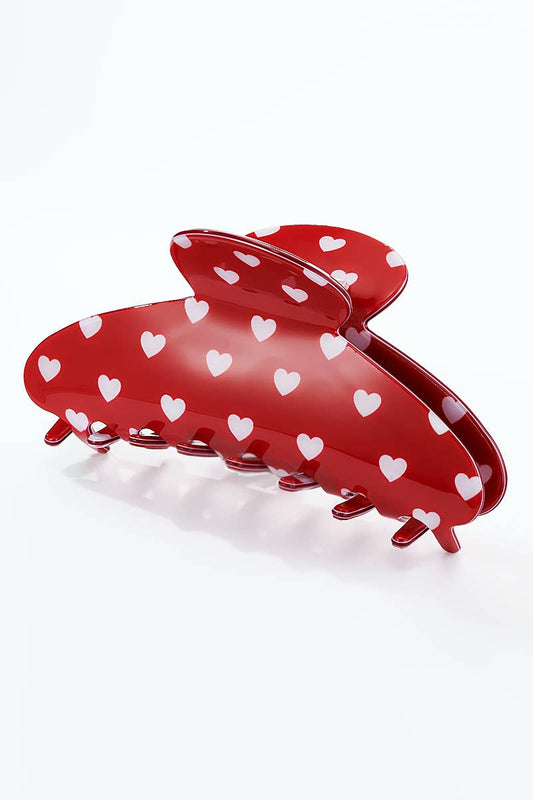Red heart-pattern hair clip 10.5 cm YH102SS