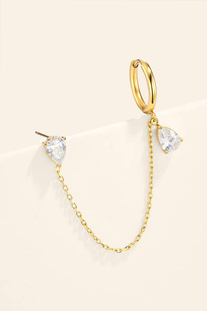 Mono-boucle double piercing créole zircon en acier 124AQ836