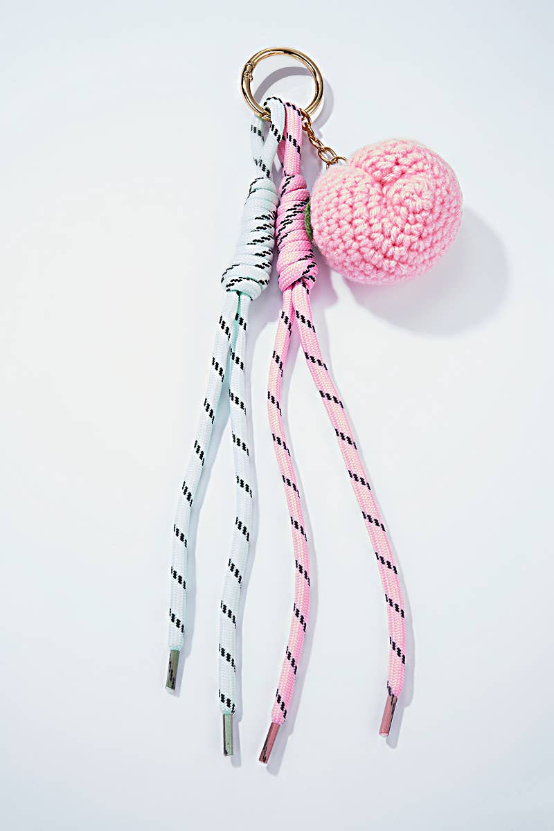 Peach crochet bag charm and keychain PC014HZ