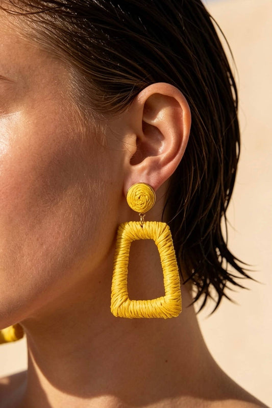 Boucles d'oreilles en paille avec puce acier 124NN05