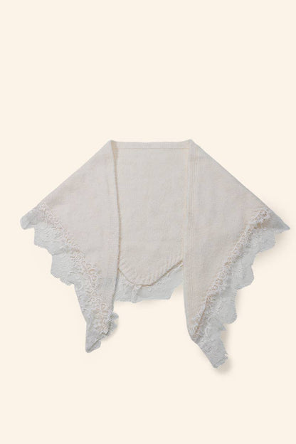 Écharpe triangle en laine bordure dentelle FL601DF
