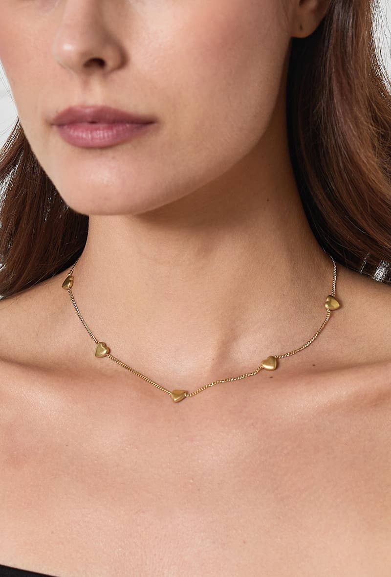 Collier avec coeurs en acier inoxydable 224DY32