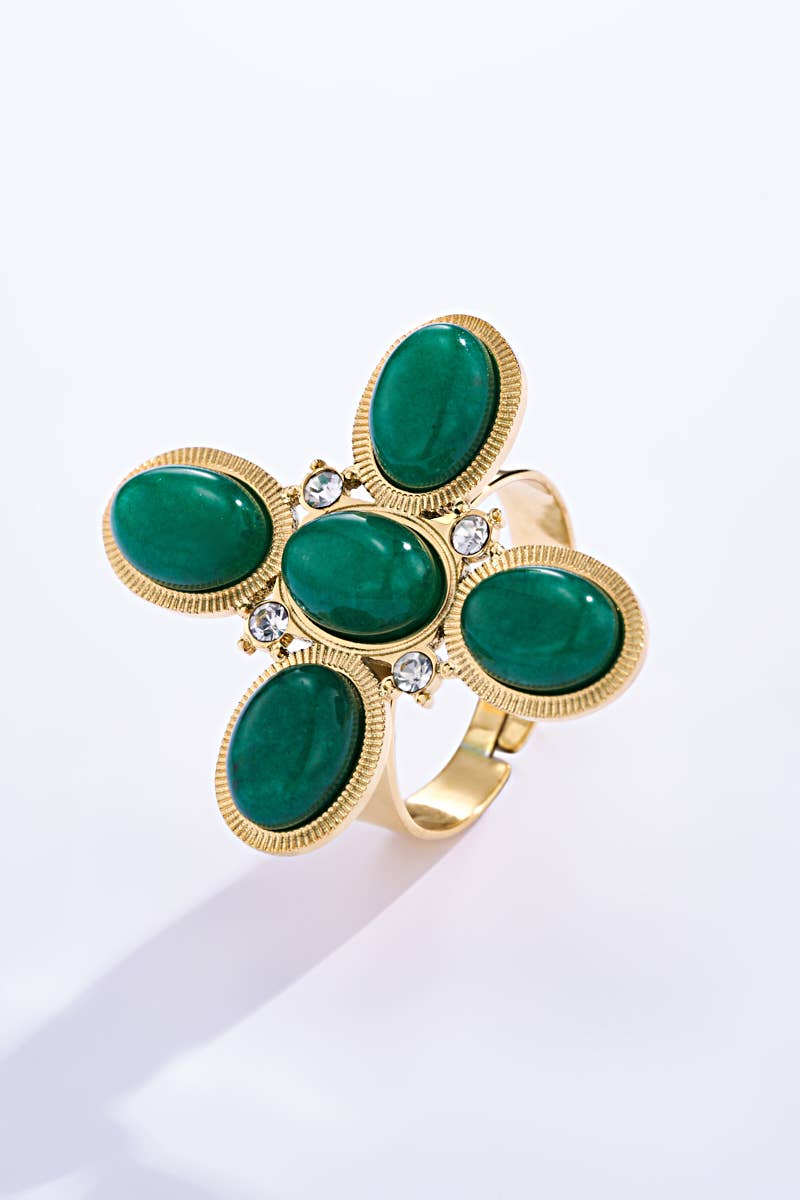 Stainless steel ring with colored stones 424RX87