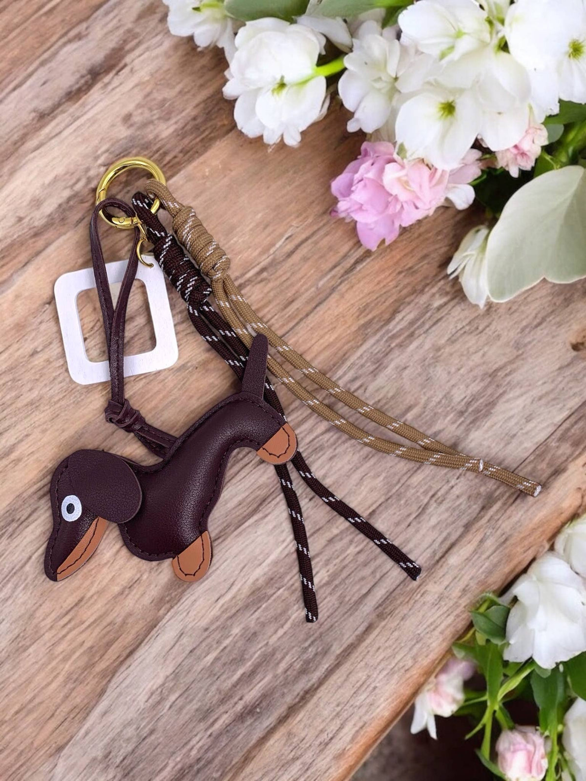 Dog and square bag charm and keychain PC13
