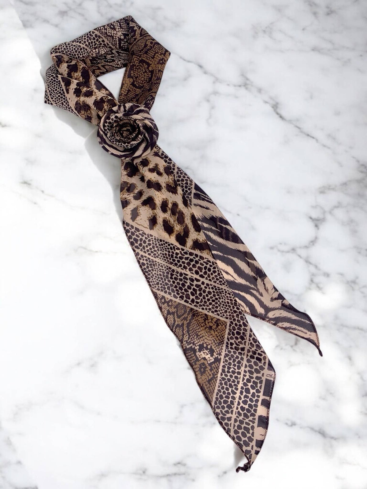 Animal print scarf with flower FL10