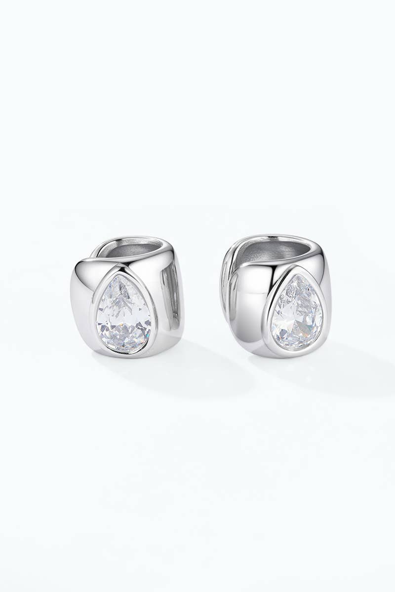 Earcuff épais à zircon poire en acier inoxydable 124AQ785