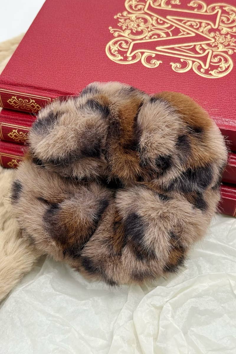 Leopard faux fur scrunchie FQ9YJ