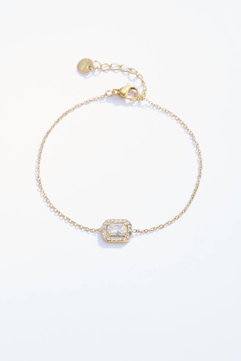 Thin stainless steel bracelet with stone 324AQ04N05