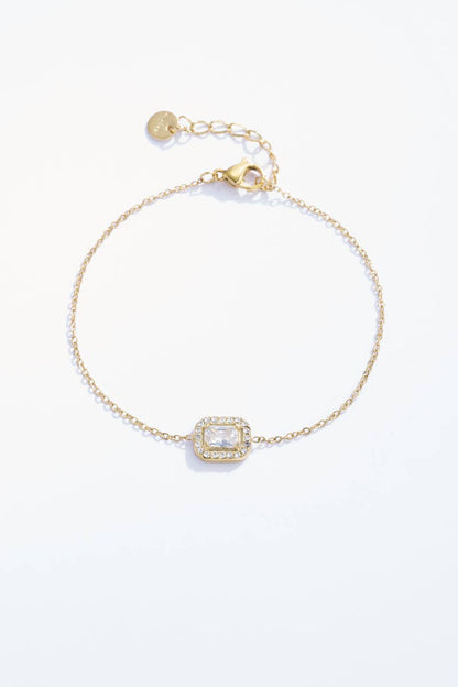 Thin stainless steel bracelet with stone 324AQ04N05
