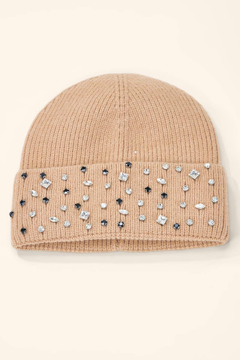 Rhinestone ribbed beanie MJ303SD