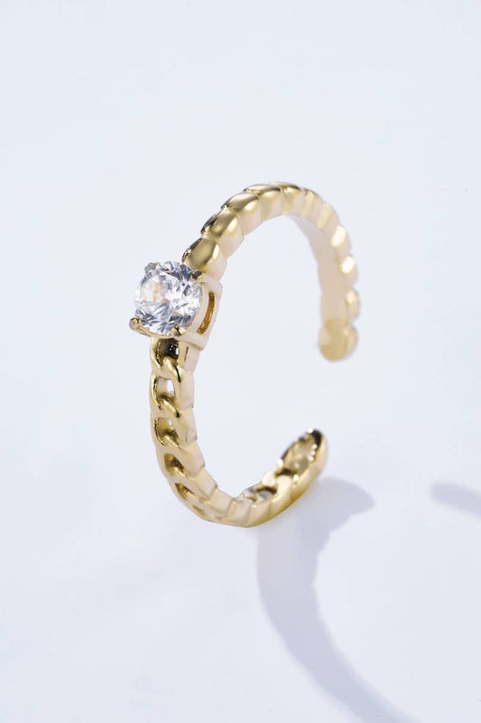 Textured stainless steel solitaire ring 424AQ105