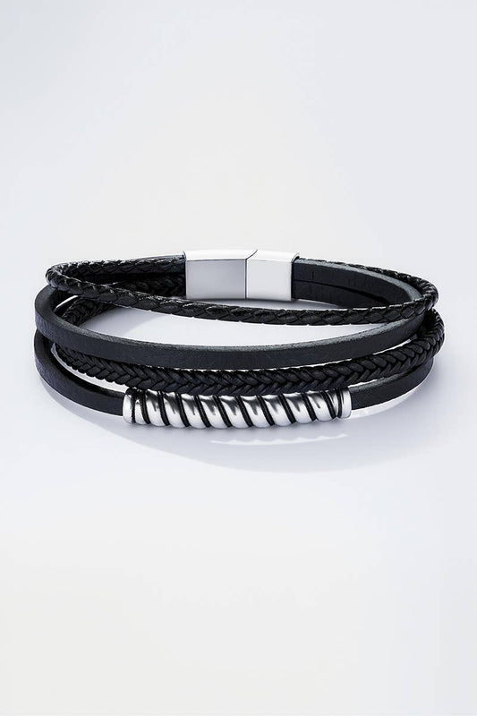 Bracelet en cuir et en acier inoxydable 324OP86