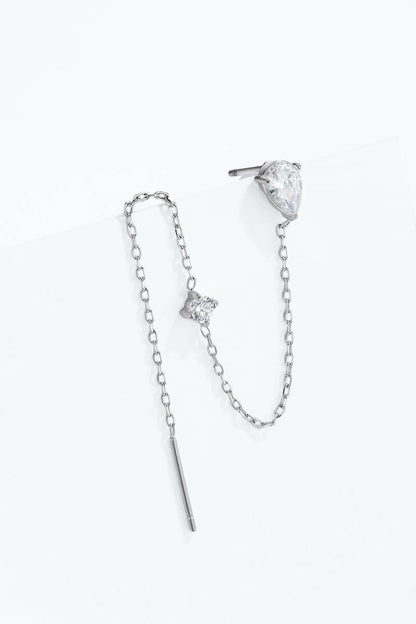 Double piercing zirconia hoop earring in steel 124AQ813