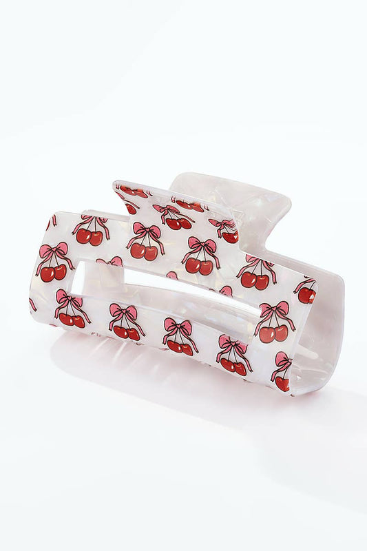 Cherry hair clip with bow 8.5 cm YH109SS