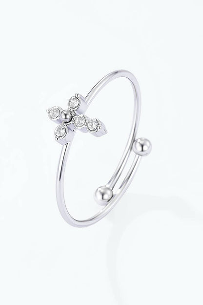 Bague minimaliste croix sertie 424AQ343