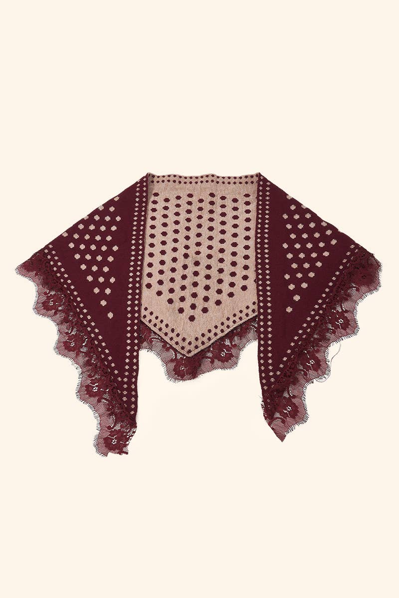 Polka dot and lace triangle scarf FL603DF