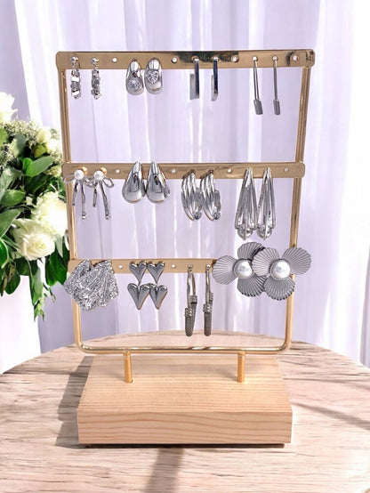 Set de 12 boucles d'oreilles en acier inoxydable SET198