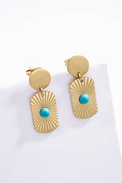 Boucles d'oreilles pendantes avec pierre bleu 124RX38