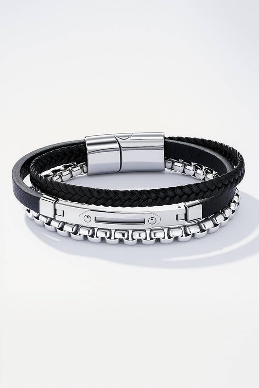 Bracelet en cuir et en acier inoxydable 324OP79