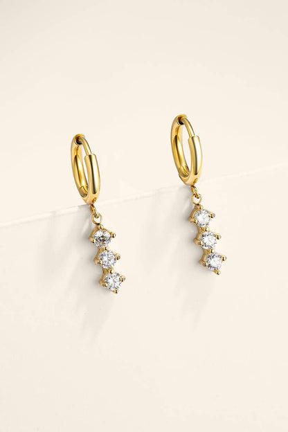Stainless steel trilogy drop hoop earrings 124AQ796
