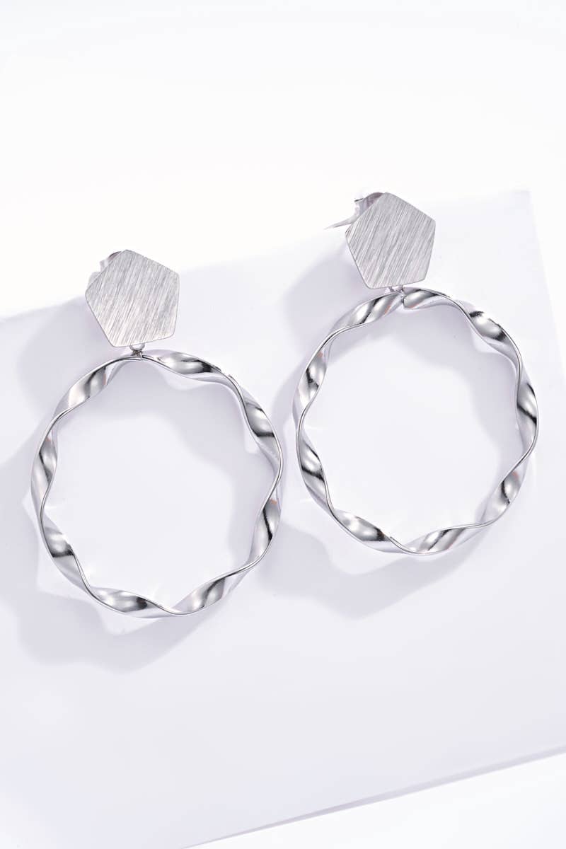 Boucles d'oreilles texturées en acier inoxydable 124RX30