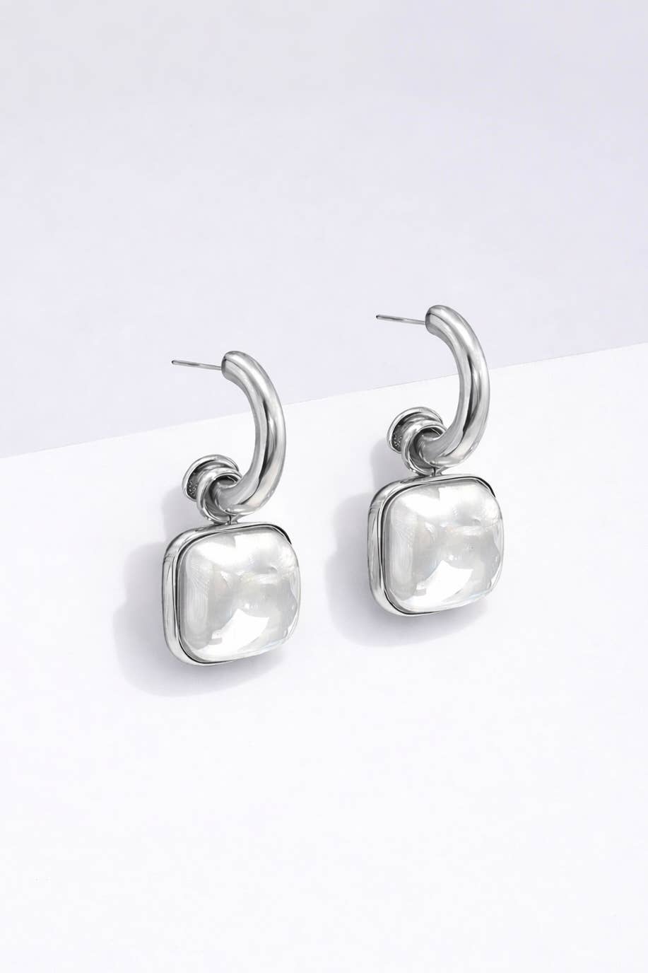 Stainless steel half-hoop earrings 124AQ179