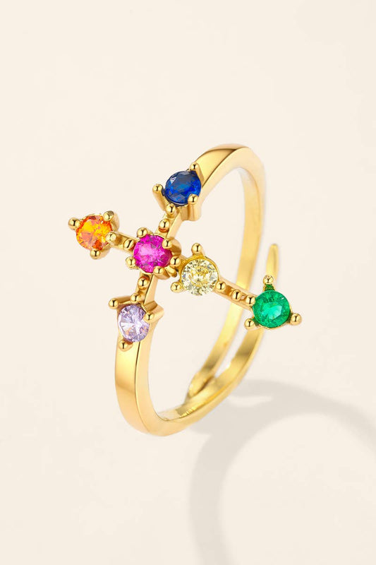 Bague croix à zircons en acier inoxydable 424AQ308