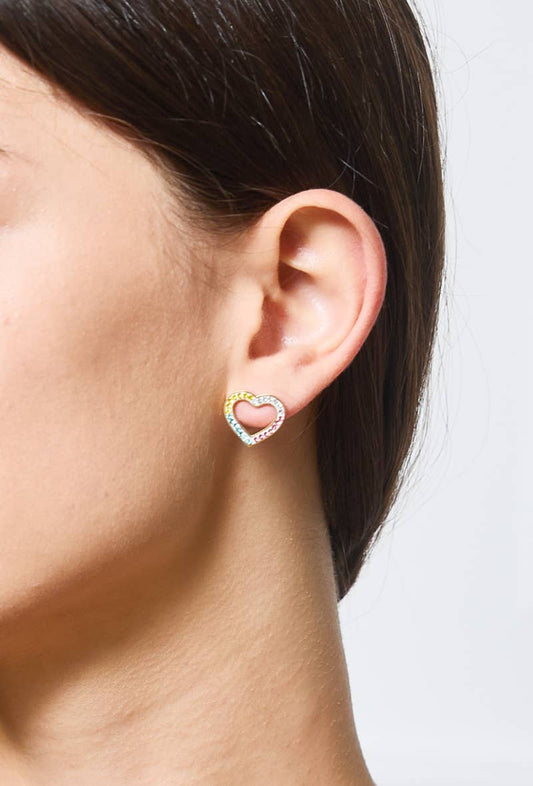 Boucles d'oreilles cœur strassées 124AQ192