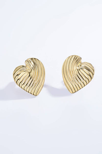 Boucles d'oreilles puces cœur en acier inoxydable 124AQ196