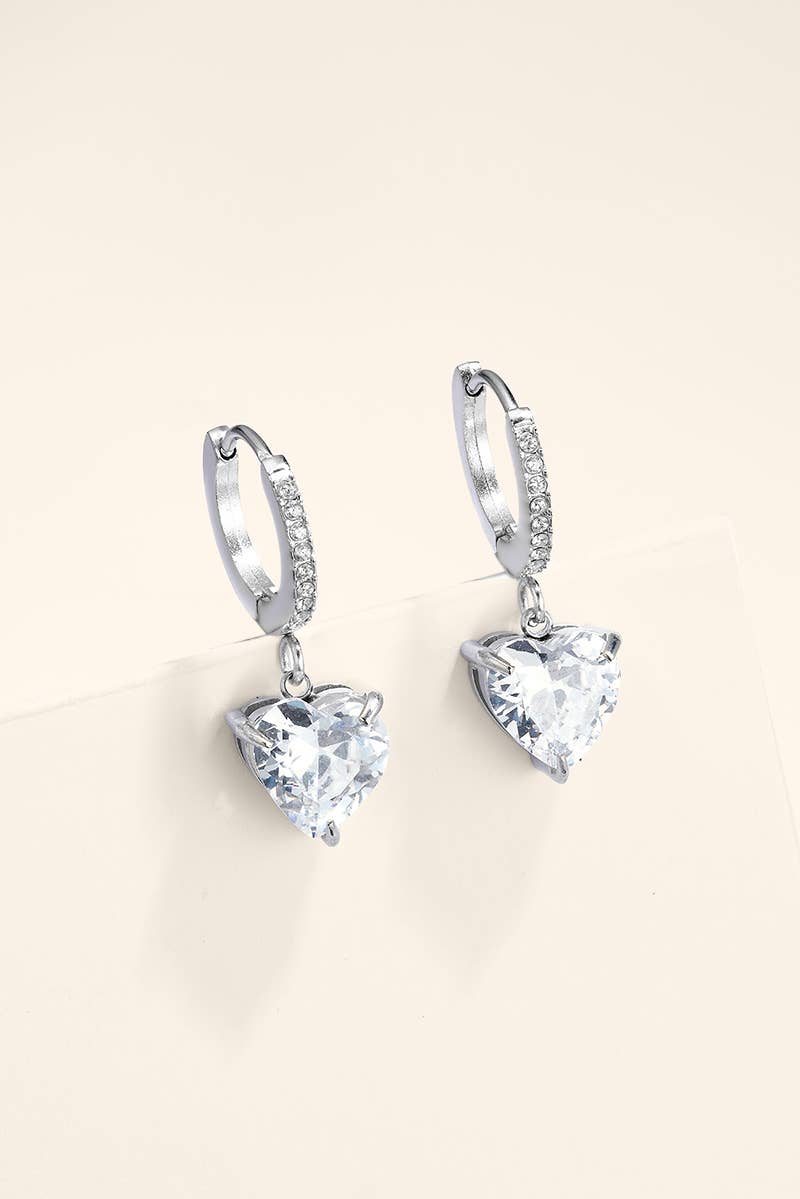 Steel heart drop earrings 124AQ736