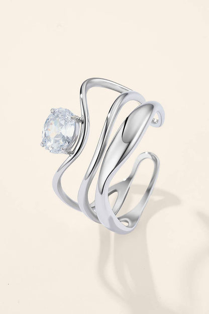 Bague solitaire multi-bandes en acier inoxydable 424AQ332