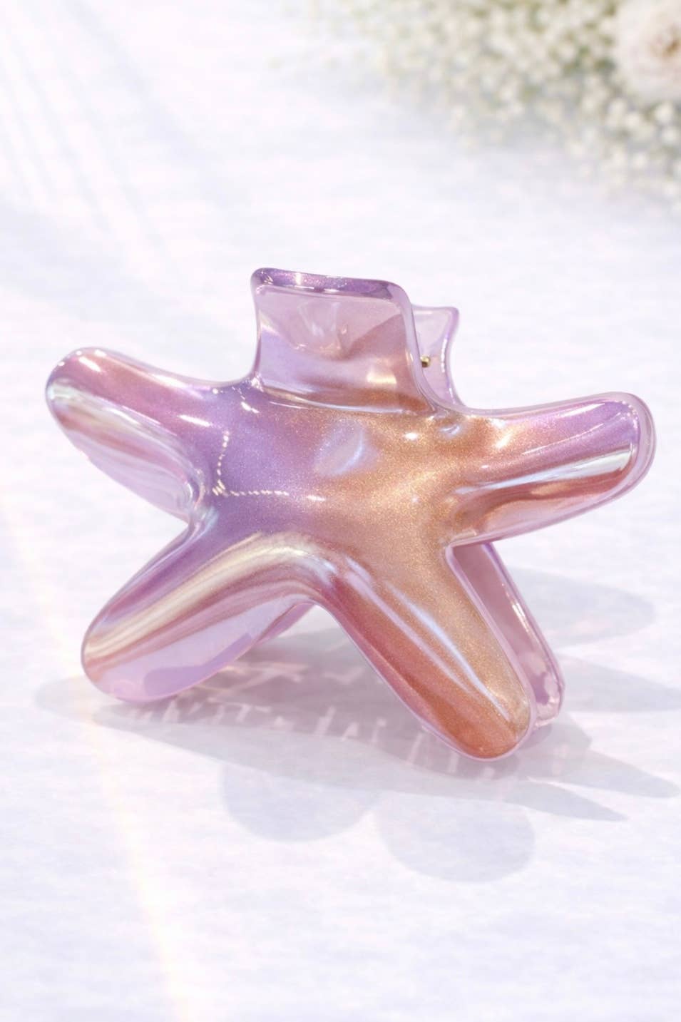 9 cm pearlescent starfish hair clip YH85