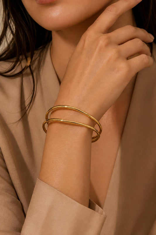Bracelet jonc graphique en acier inoxydable 324AQ526