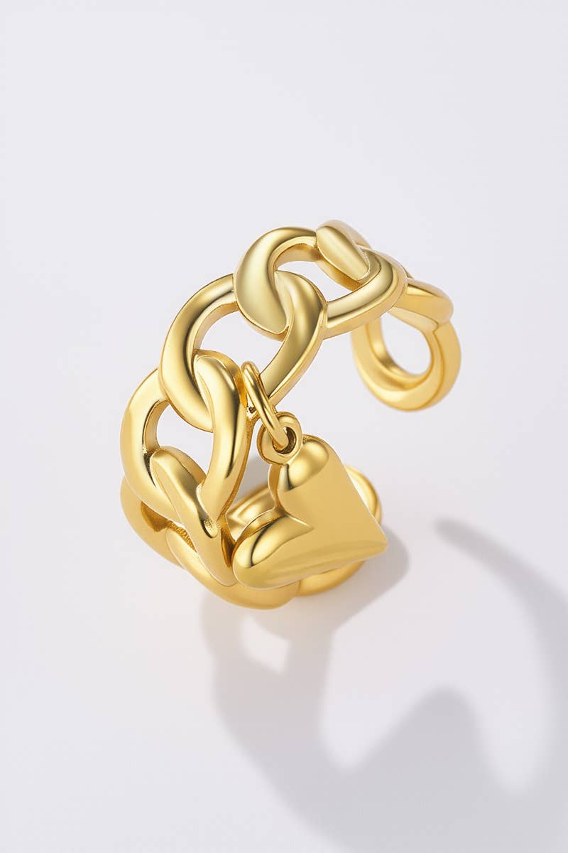 Bague à charm cœur en acier inoxydable 424RX252