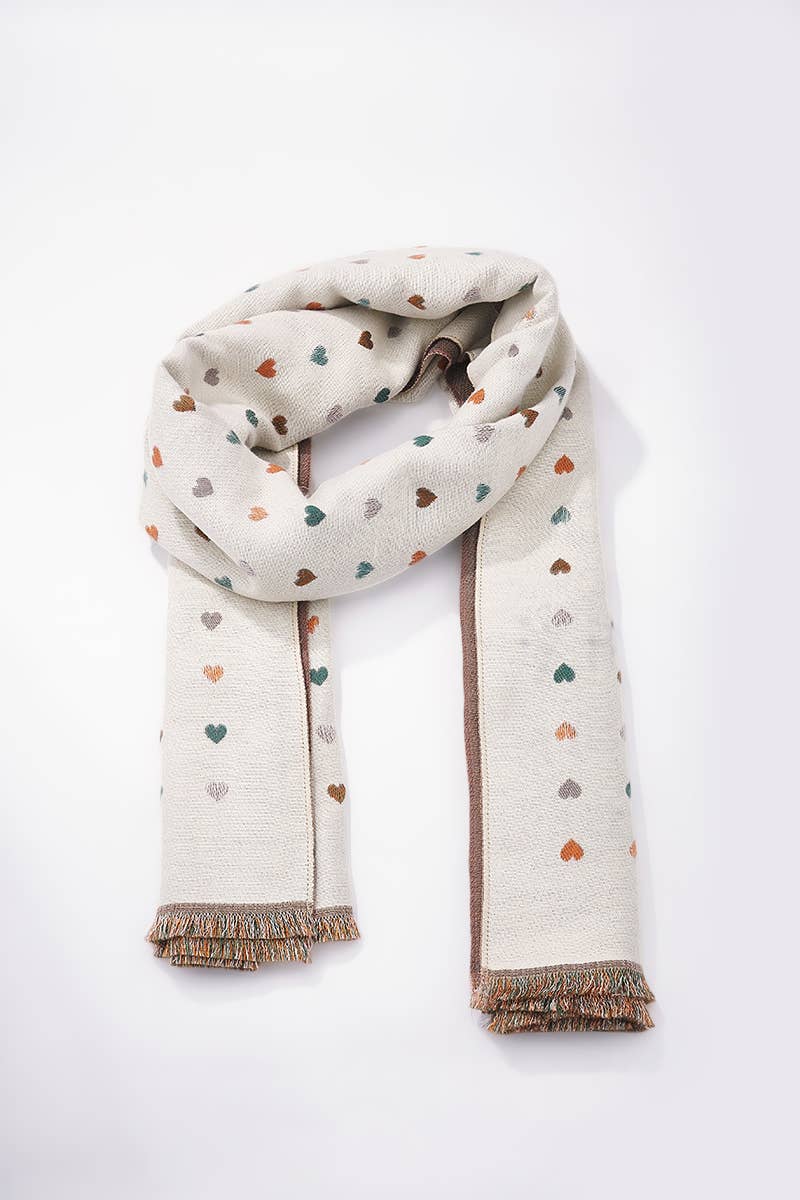 Reversible heart pattern scarf FL209DF