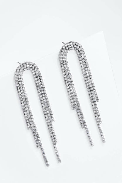Boucles d’oreilles cascade de zircons en acier 124AQ798