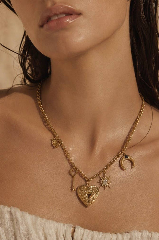 Collier charms cœur ouvrant en acier inoxydable 224AQ294