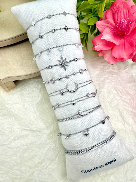 Set 10 bracelets en acier inoxydable sans présentoir SET329